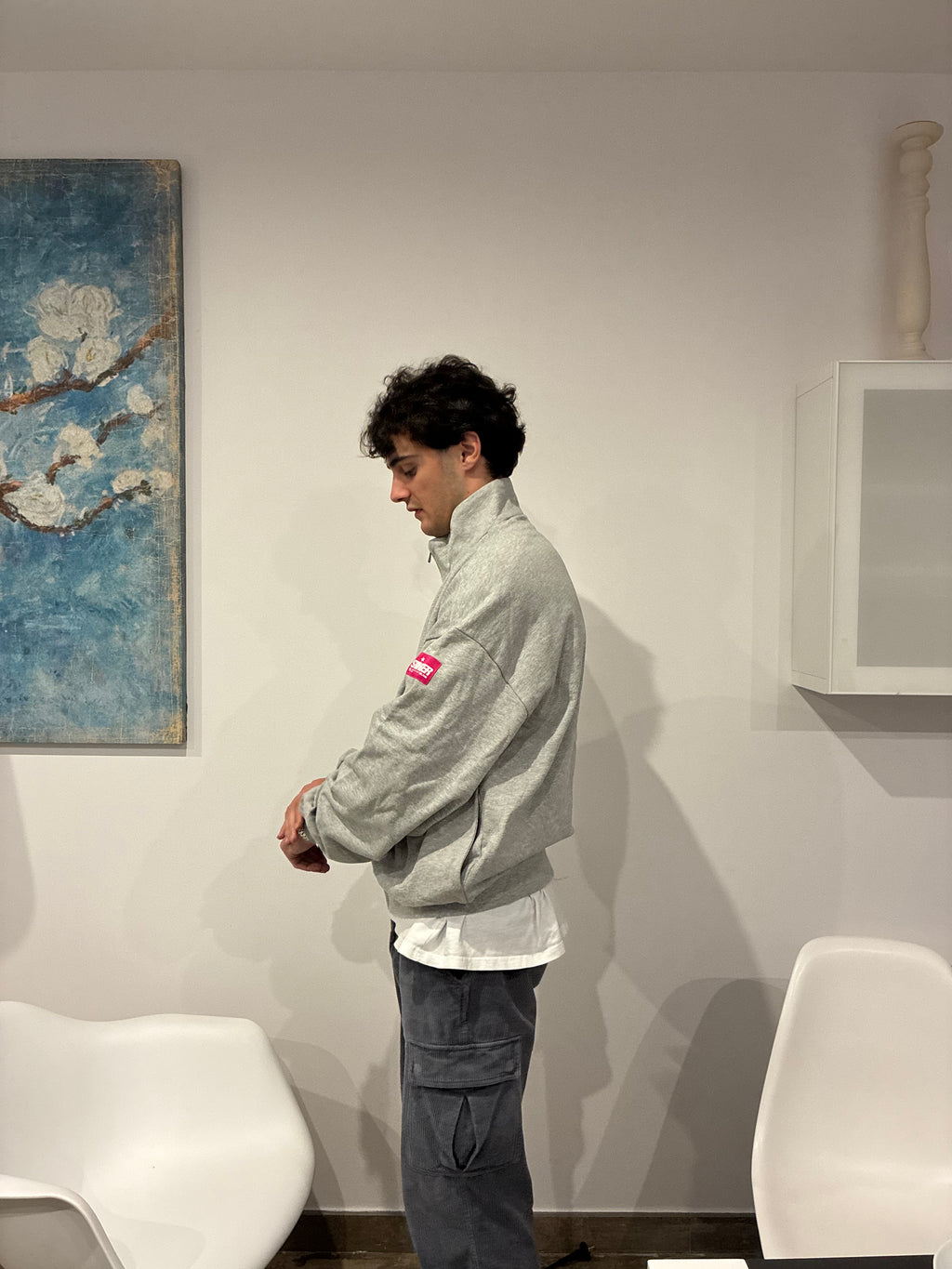 LIGHT GREY ZIP HOODIE