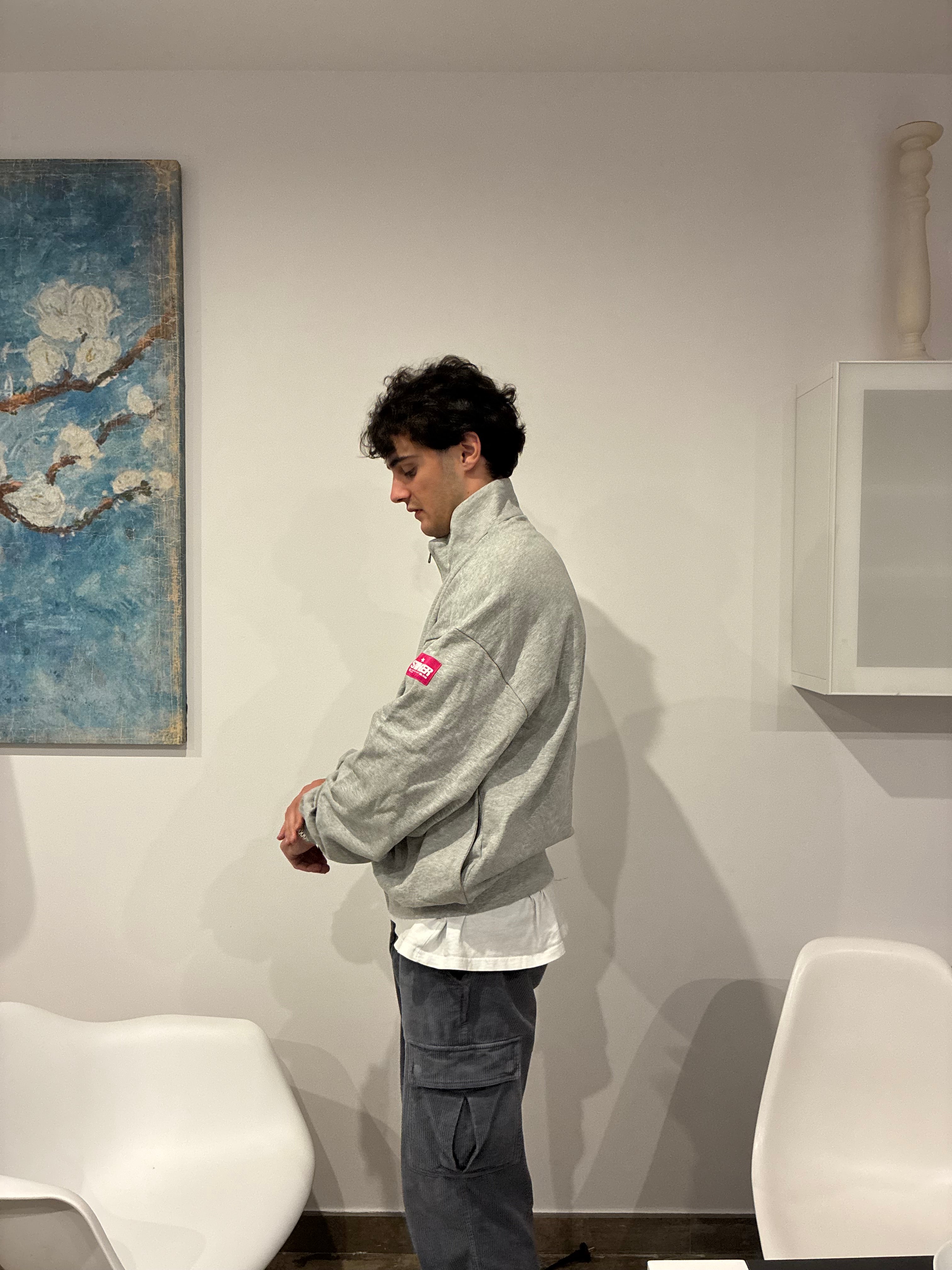 LIGHT GREY ZIP HOODIE