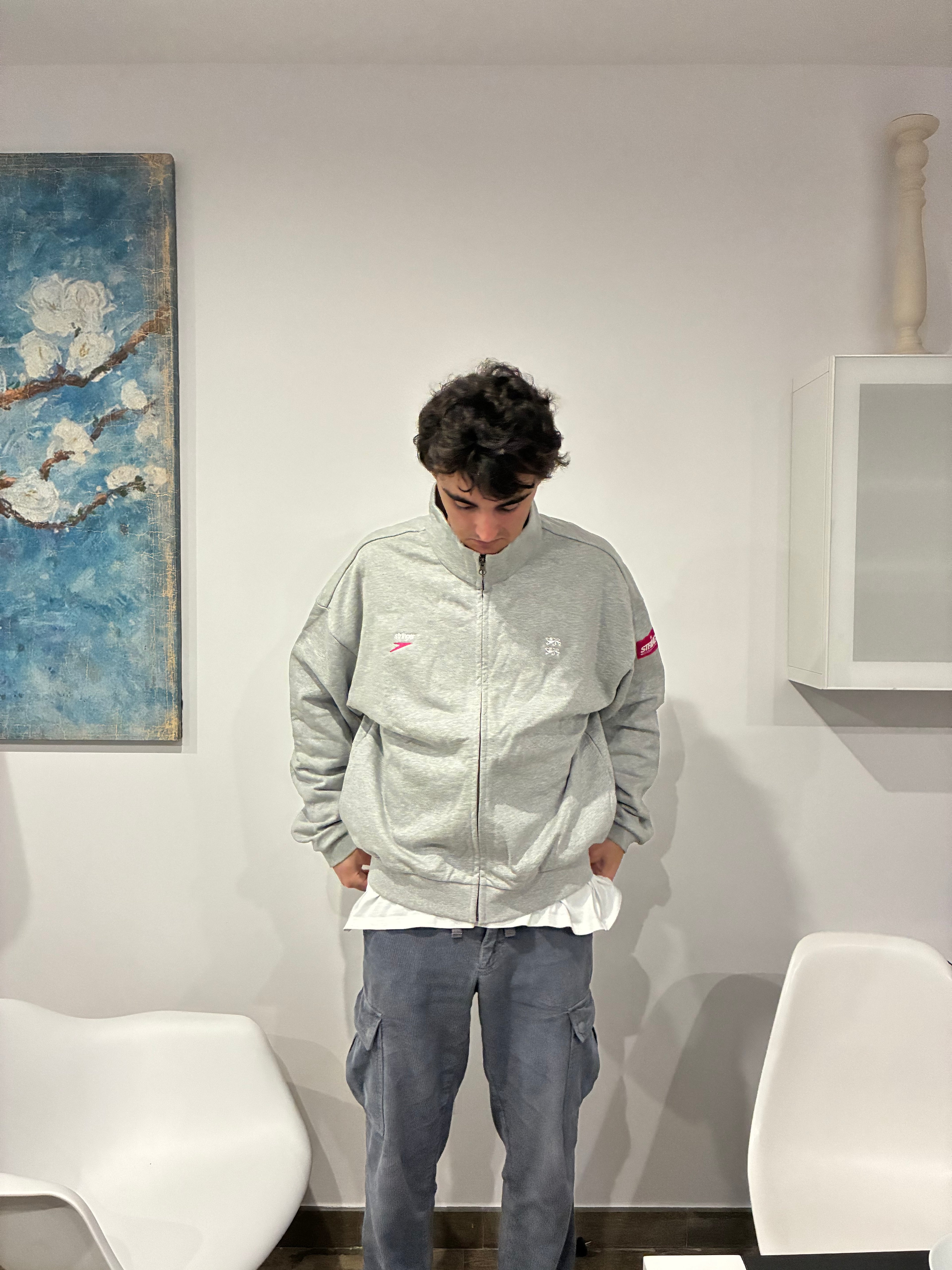 LIGHT GREY ZIP HOODIE