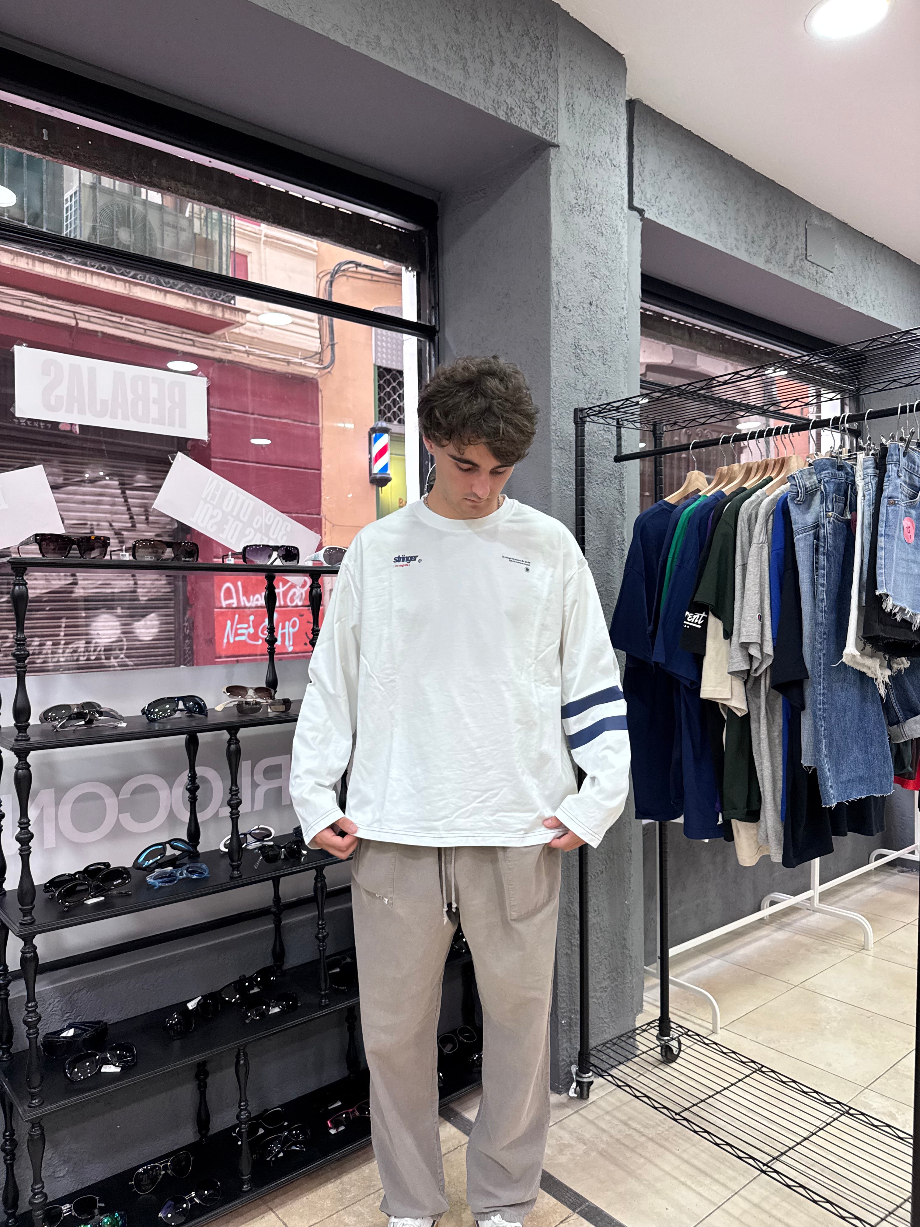 WHITE NAVY LONG-SLEEVE