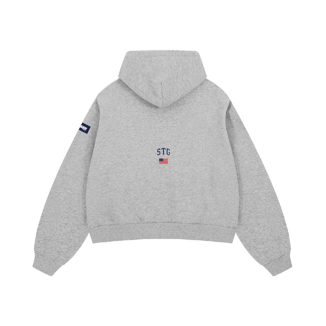 GREY ZIPPER HOODIE