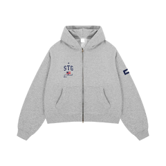 GREY ZIPPER HOODIE