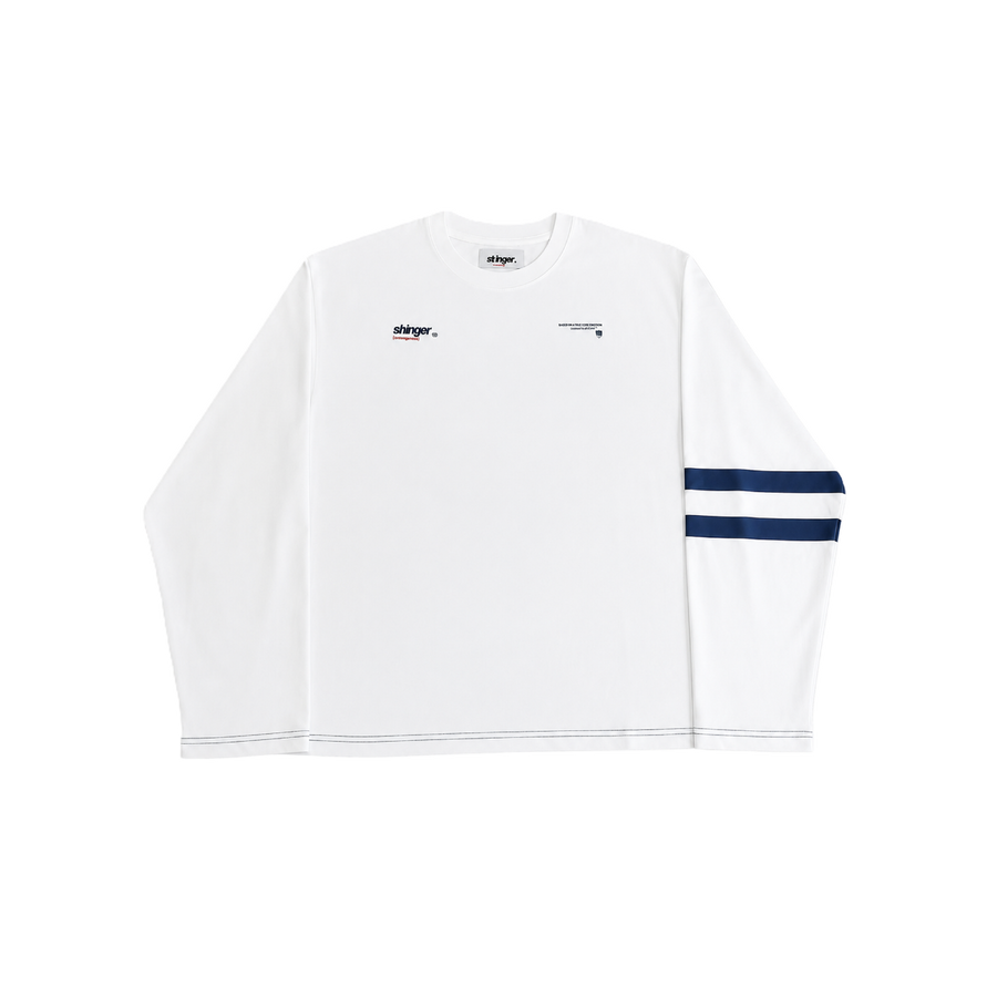 WHITE NAVY LONG-SLEEVE